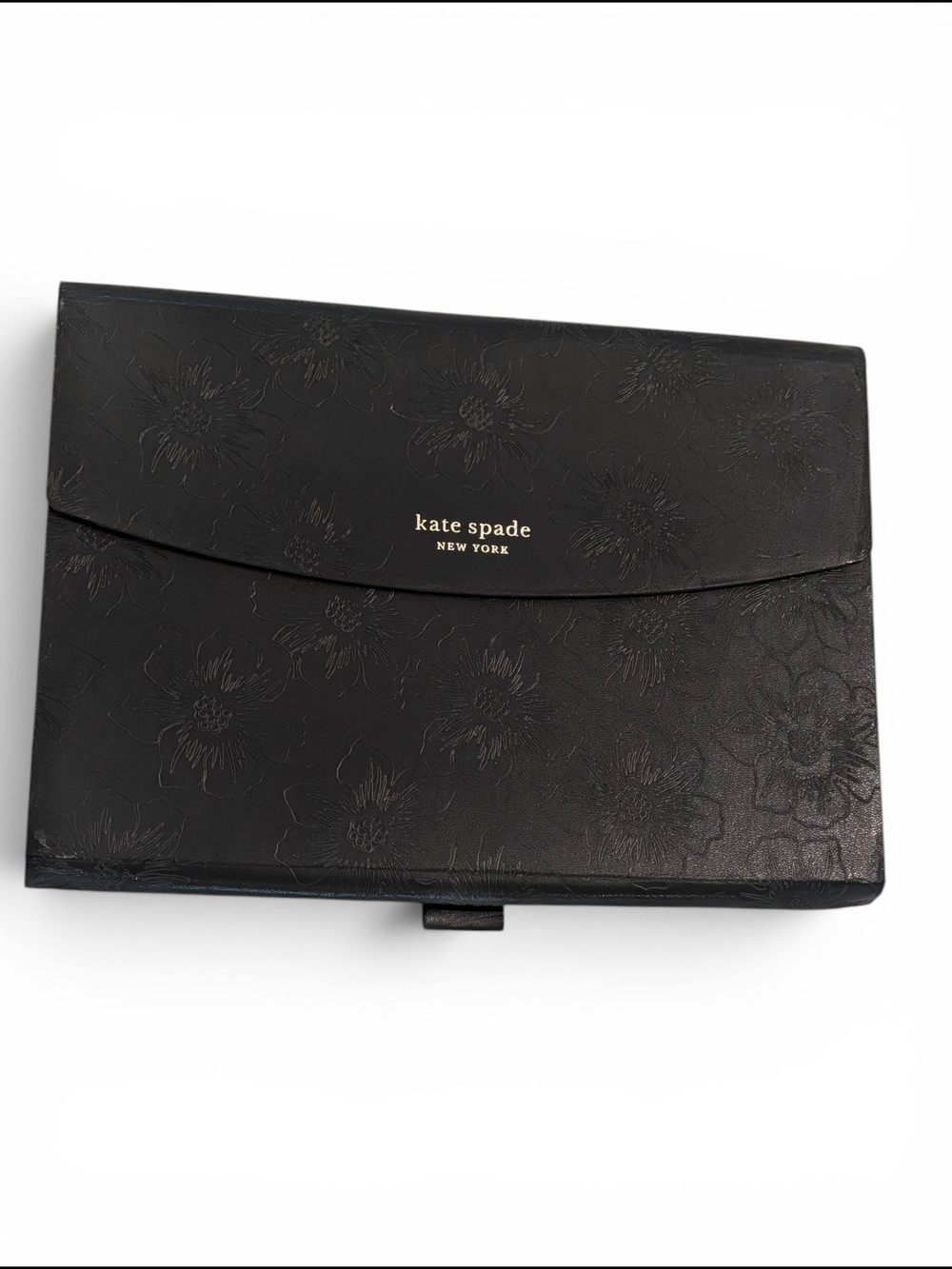 kate spade Black Floral Embossed Tablet Sleeve with Gold Logo